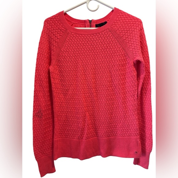 American Eagle Outfitters Sweaters - American Eagle Neon Pink Sweater Knit Wide Neck Back Zipper Pullover